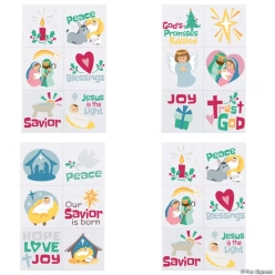 Bulk Religious Christmas Images Temporary Tattoos-144Pk